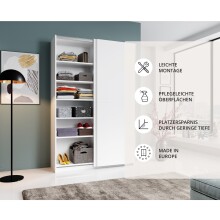 Schwebetürenschrank >Fred< in Weiß - 125x195.5x38cm (BxHxT)