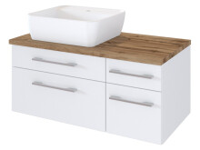 Badezimmer-Set >Davos< (6-teilig) in Weiß Wotan Eiche Nachbildung - 170x47 (BxT)