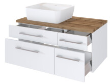 Badezimmer-Set >Davos< (6-teilig) in Weiß Wotan Eiche Nachbildung - 170x47 (BxT)