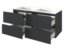 Badezimmer-Set >Baabe< (5-teilig) in Grau-Matt Graphit - 210x47cm (BxT)