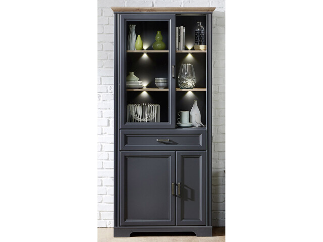 Vitrine >Jasmin< in Graphit aus Metall - 93x204x42cm (BxHxT)