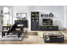 Vitrine >Jasmin< in Graphit aus Metall - 93x204x42cm (BxHxT)