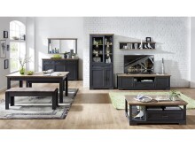 Vitrine >Jasmin< in Graphit aus Metall - 93x204x42cm (BxHxT)