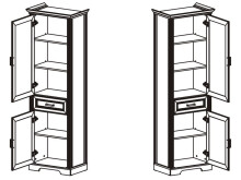 Vitrine >Jasmin< in Graphit aus Metall - 66x204x42cm (BxHxT)