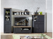 Vitrine >Jasmin< in Graphit aus Metall - 66x204x42cm (BxHxT)