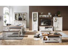 Vitrine >Jasmin< in Pinie-Hell aus Metall - 66x204x42cm (BxHxT)