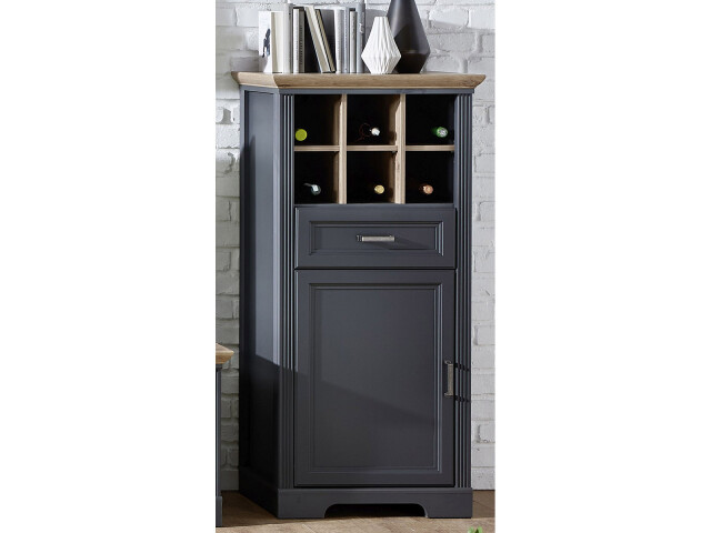 Highboard >Jasmin< in Graphit aus Metall - 66x136x42cm (BxHxT)