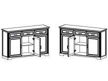 Sideboard >Jasmin< in Pinie-Hell aus Metall - 166x102x48cm (BxHxT)