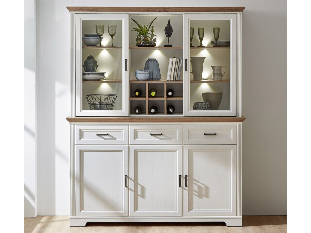 Buffet >Jasmin< in Pinie-Hell aus Metall - 166x205x48cm (BxHxT)