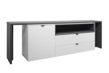 Sideboard >Shayla III< in Weiß matt Lack - 240x77x41cm (BxHxT)