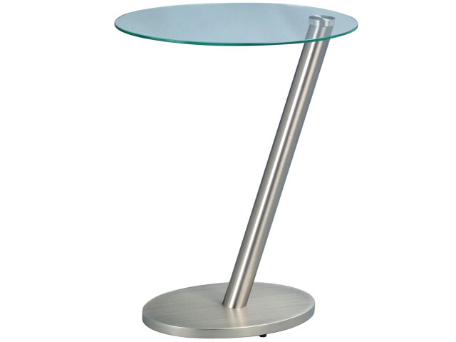 Beistelltisch >Burk< in Edelstahlfarben aus Glas - 40x48x30cm (BxHxT)