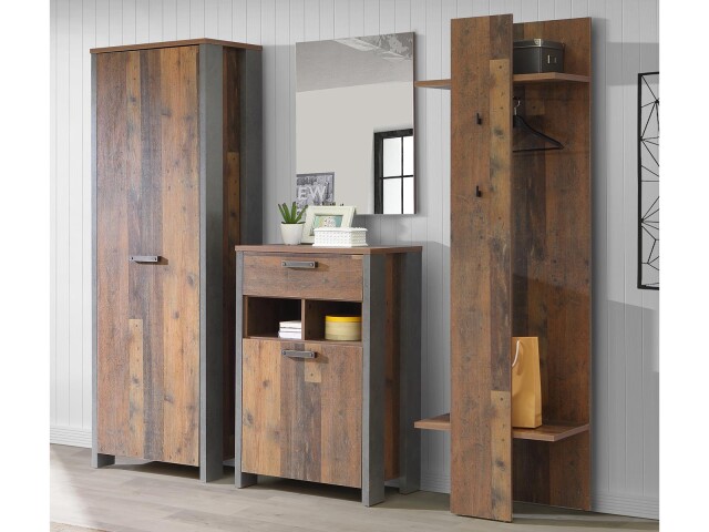 Garderoben-Set >Celon< in Old Wood Vintage - 214x201,5x41,6cm (BxHxT)