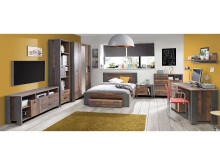 Bett >Celon< in Old Wood Vintage - 125,1x90,5x204,9cm (BxHxT)