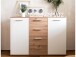 Sideboard >Jacklin< in Artisan Eiche Weiß - 120x85x35cm (BxHxT)