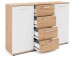 Sideboard >Jacklin< in Artisan Eiche Weiß - 120x85x35cm (BxHxT)