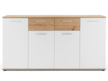 Sideboard >Jacklin< in Artisan Eiche Weiß - 160x85x35cm (BxHxT)