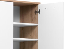 Schuhschrank >Jacklin I< in Artisan-Eiche Weiß - 70x185x35cm (BxHxT)