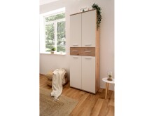 Schuhschrank >Jacklin I< in Artisan-Eiche Weiß - 70x185x35cm (BxHxT)