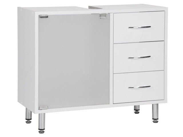 Waschbeckenunterschrank >Lancaster< in Weiß aus Kunststoff - 66x58x30cm (BxHxT)