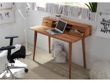Schreibtisch >Mildura< in Asteiche aus Massivholz - 110x90x58cm (BxHxT)