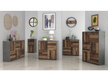Kommode >Burg< in Betonoptik Dunkelgrau - 77.2x77.5x29.6cm (BxHxT)