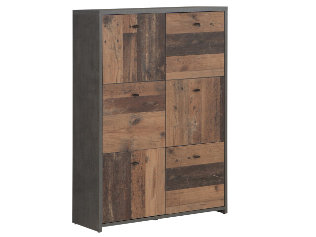 Kommode >Burg< in Betonoptik Dunkelgrau - 77.2x112.7x29.6cm (BxHxT)