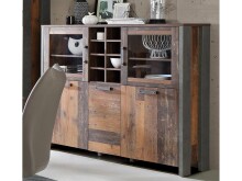 Highboard >Celon< in Old Wood Vintage aus Glas - 151,4x127,9x41,6cm (BxHxT)