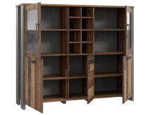Highboard >Celon< in Old Wood Vintage aus Glas - 151,4x127,9x41,6cm (BxHxT)
