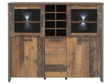 Highboard in Schwarz aus Glas - 151,4x127,9x41,6cm (BxHxT)