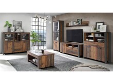 Highboard in Schwarz aus Glas - 151,4x127,9x41,6cm (BxHxT)