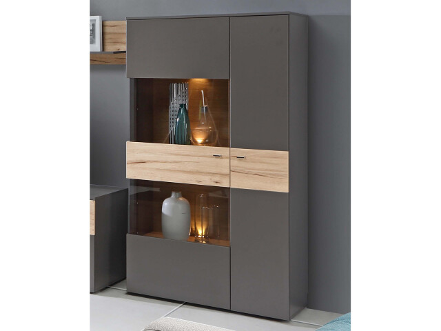 Highboard >Chatham I< in Chromfarben aus Glas - 90,1x168,1x41,3cm (BxHxT)