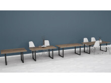Esstisch >Talbert< in Old Wood Vintage Schwarz aus Metall - 140x74,4x90 (BxHxT)