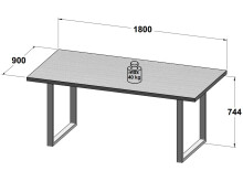Esstisch >Talbert< in Old Wood Vintage Schwarz aus Metall - 180x74,4x90 (BxHxT)