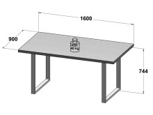 Esstisch >Talbert< in Weiß matt Schwarz aus Metall - 160x74,4x90cm (BxHxT)