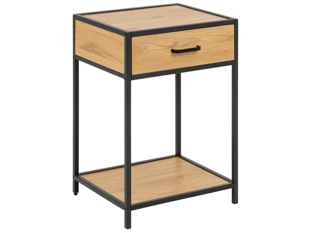 Nachttisch >Carney< in Wildeiche aus Metall - 42x63x35cm (BxHxT)