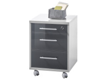 Rollcontainer >Olivia< in lichtgrau aus Glas -...