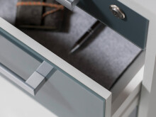 Rollcontainer >Olivia< in lichtgrau aus Glas - 40x56x40cm (BxHxT)