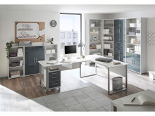 Aktenschrank >Olivia< in lichtgrau aus Glas - 79x220x35cm (BxHxT)