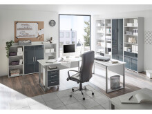Aktenschrank >Olivia< in lichtgrau aus Glas - 78x114x35cm (BxHxT)