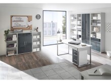 Aktenschrank >Olivia< in lichtgrau aus Glas - 78x114x35cm (BxHxT)