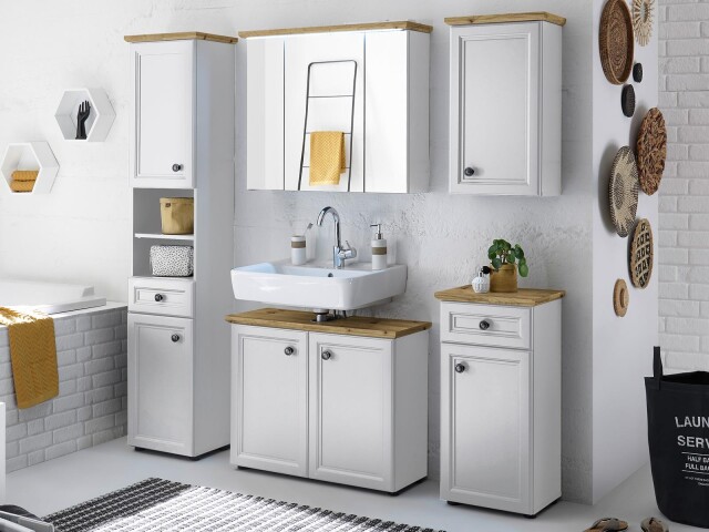Badezimmer-Set >Tomlin< (5-teilig) in Weiß - 205x191x47cm (BxHxT)