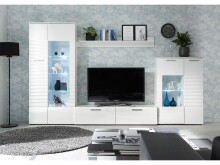 Wohnwand >New Jersey< in Weiß aus Glas - 320x194x39,6cm (BxHxT)
