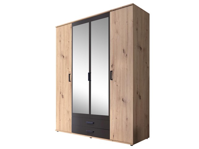 Kleiderschrank >Cilli< in Anthrazit - 159,3x196,3x53,5cm (BxHxT)