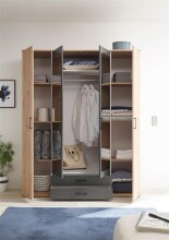 Kleiderschrank >Cilli< in Anthrazit - 159,3x196,3x53,5cm (BxHxT)