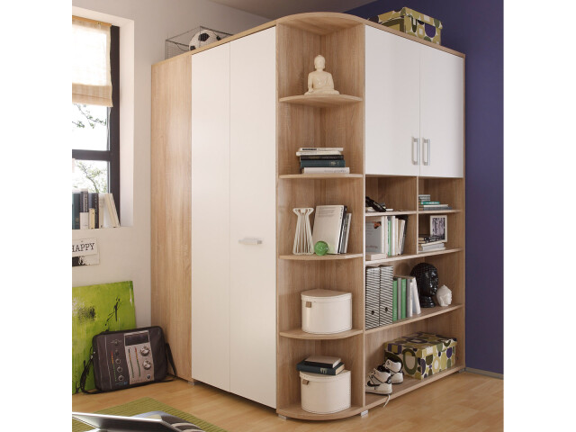 Kleiderschrank >Lasmos< begehbar, in Sonoma-Eiche - 146x198x133cm (BxHxT)