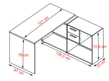 Büro-Set >Trio< in Weiß - 121x76x33cm (BxHxT)