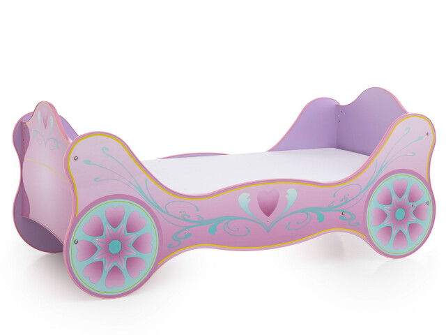 Kinderbett >Saphira< in Rosa aus MDF Glanz lackiert - 94x90x213,4cm (BxHxT)