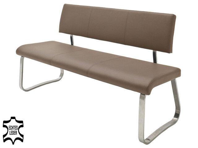 Sitzbank >Muvo III< in Cappuccino aus Rindsleder - 155x86x59cm (BxHxT)