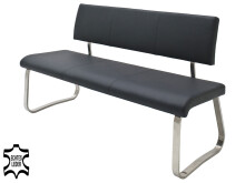 Sitzbank >Muvo III< in Schwarz aus Rindsleder -...