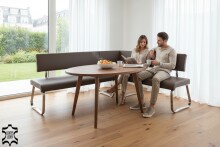 Eckbank >Muvo I< in Braun aus Rindsleder -...
